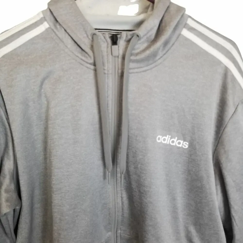 Adidas Mens Three Stripe Hoodie Sweatshirt Full Zip Jacket Sz L Gorpcore Active